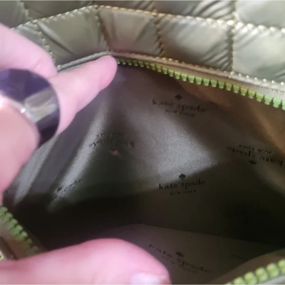 Kate Spade New York Quilted Green Nylon Puffer Mini/Medium Zip Backpack - Picture 7 of 15